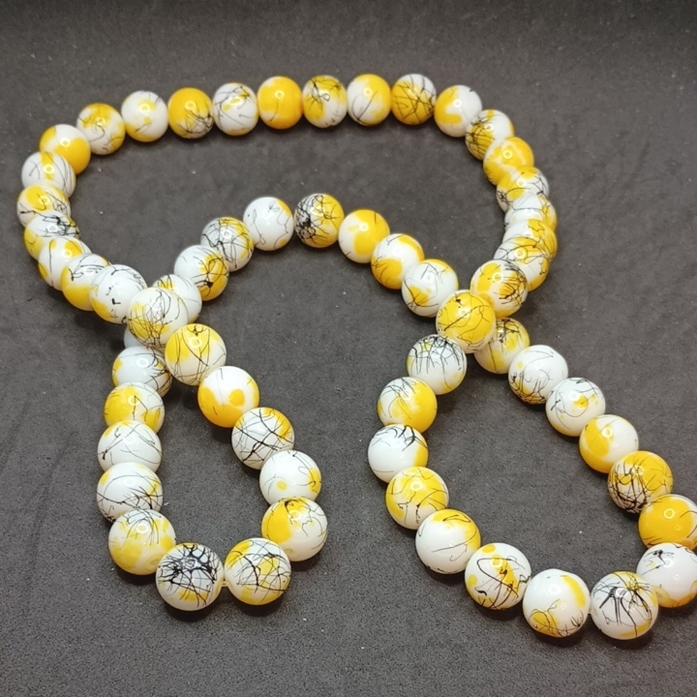 Yellow and White Beaded Necklace